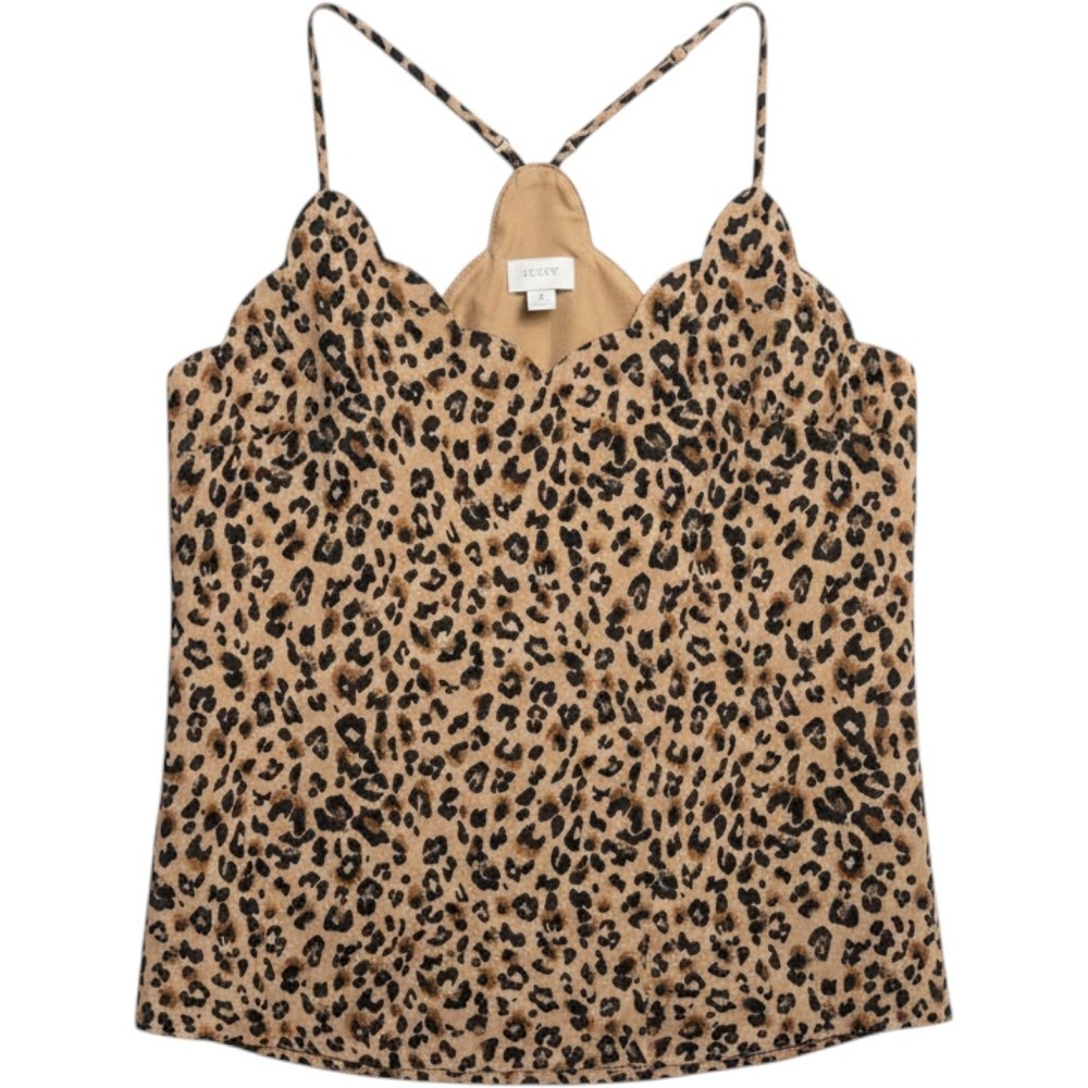 J.Crew Womens Leopard Print Scalloped Cami Top AL503 Tan Brown Size 4